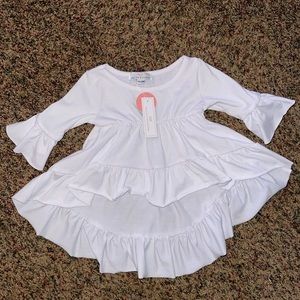 White Ruffled Hi-Low Style Top